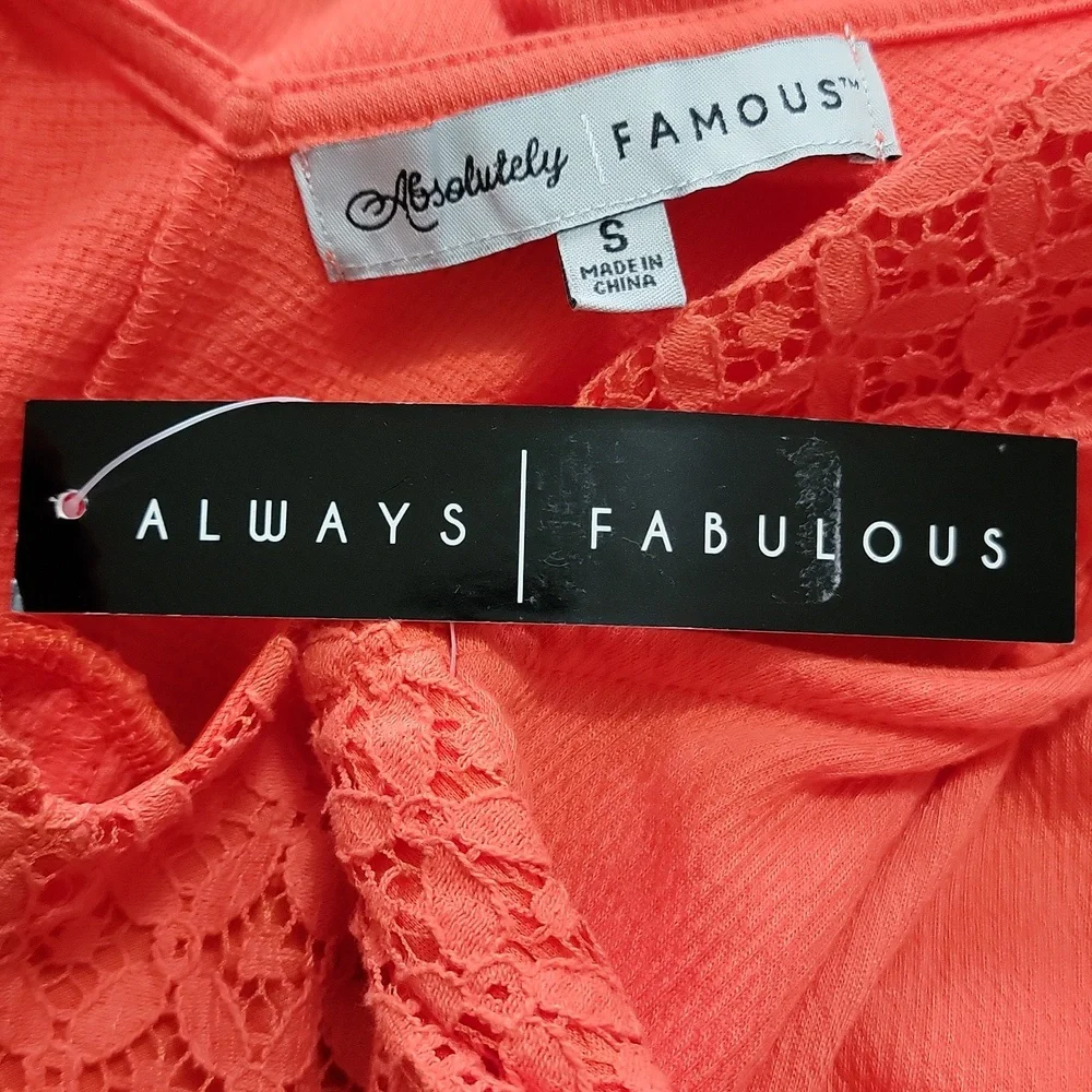 Absolutely Famous Orange Midi Dress NWT, V Neck, Sleeveless, Summer Dress - Picture 3 of 6